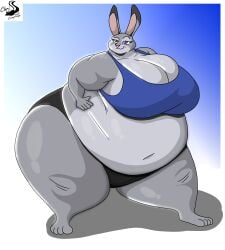 absurd_res anthro ass big_breasts big_butt bra breasts chrisandcompany digital_media_(artwork) disney fat female gigantic_breasts gradient_background hi_res huge_breasts huge_butt huge_hips huge_thighs hyper_thighs judy_hopps lagomorph large_breasts leporid mammal massive_thighs obese obese_anthro obese_female overweight overweight_anthro overweight_female panties rabbit simple_background solo thick_thighs thunder_thighs wide_hips zootopia