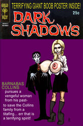 1boy 1girls 2012 angelique_collins barnabas_collins black_hair black_skirt blonde_hair boobdan breasts_out dark_shadows earrings english_text facing_viewer fake_cover full_body grin height_difference high_heel_boots huge_breasts larger_female looking_at_breasts looking_at_viewer miniskirt november presenting_breasts price purple_background simple_background standing tagme tim_burton vampirewhite_skin white_shirt