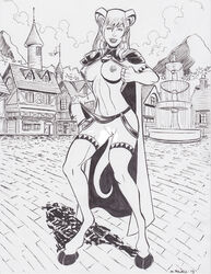 black_and_white draenei female michael_powell sketch tagme world_of_warcraft