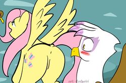 avian caluriri equine feral fluttershy_(mlp) friendship_is_magic gilda gilda_(mlp) gryphon horse my_little_pony pegasus pony straight_hair