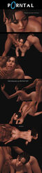 1boy 1girls 3d ass balls breasts chell cum female low_quality male no_artist no_source nude oral penis portal_(series) pussy rape sex straight testicles text uncensored vaginal_penetration