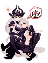 2girls female irelia_xan league_of_legends legacy_series multiple_girls nightblade_irelia syndra wocami yuri