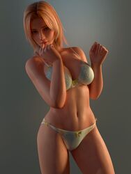 3d blonde_hair blue_eyes bra breasts dead_or_alive feet female large_breasts lingerie navel panties radianteld source_filmmaker standing tina_armstrong