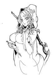 ashe_(league_of_legends) female female_only hood lactation league_of_legends medieval_series monochrome queen_ashe tagme