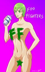 censored female female_only foo_fighters green_eyes green_hair hand_on_hip holding_drink jojo's_bizarre_adventure soulllmyr stone_ocean tagme toned toned_female