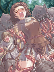 1boy 1girls 3monsters ambiguous_penetration armor blood closed_eyes clothed_sex clothing covered_penetration cum cum_in_pussy cum_inside defeated dress fantasy female female_focus forced_to_watch helpless highres implied_penetration implied_sex knight knight_(ragnarok_online) lord_knight male male_forced_to_watch monster open_mouth pain party_wipe penetration penis pussy ragnarok_online rape red_tentacles restrained scream screaming sex_under_clothes sex_under_dress size_difference skirt spoils_of_war spread_legs tears tentacle tentacle_rape tentacle_under_dress tentacles_under_clothes vaginal_penetration virgin xration