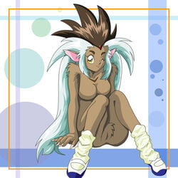 1girls anthro blue_hair breasts brown_fur brown_hair cabbit feline female female_only fur furry lagomorph large_breasts long_hair looking_at_viewer mammal nude ryo-ohki sitting solo tagme tenchi_muyo! two-tone_hair