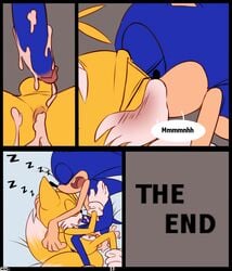 2015 after_sex blue_fur blush crazedg cum cum_in_ass cum_inside cum_on_penis english_text fur furry green_eyes hedgehog kissing male male_only mammal multiple_males penis sonic_(series) sonic_the_hedgehog tails text yaoi