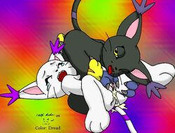 69 blackgatomon color digimon female female_only fingering fur furry furry_only gatomon interspecies multiple_females yuri