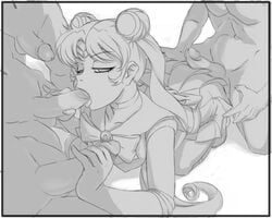 bishoujo_senshi_sailor_moon buttjob fellatio female group_sex handjob human humanoid male monochrome oral sailor_moon straight straight_hair twin_braids usagi_tsukino utilizator