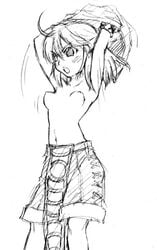 1girls breasts female monochrome novice ragnarok_online sketch solo undressing