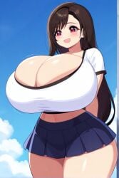 ai_generated brown_hair female final_fantasy final_fantasy_vii huge_breasts long_hair school_uniform thick_thighs tifa_lockhart