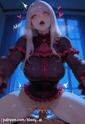 1boy 1girls ai_generated ass ass_focus ass_grab big_ass big_breasts blush breast_grab breasts clothes clothing cum cum_in_pussy cum_inside cute cute_face female female_focus female_on_top large_ass large_breasts light-skinned_female light_skin long_hair looking_at_viewer nipples open_mouth overlord_(maruyama) penis penis_in_pussy pink_hair pink_nipples pussy red_eyes sexy sexy_body sexy_female shalltear_bloodfallen younger_female