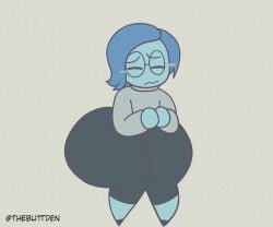 2d 2d_animation big_ass blue_hair blue_pants blue_skin bubble_ass embarrassed fart fart_cloud fart_fetish female female_focus female_only glasses gray_shirt inside_out sad sadness_(inside_out) shy sound tagme thebuttden video white_background wobbling_ass
