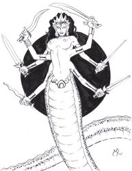 black_and_white dungeons_and_dragons marilith michael_powell sketch tagme