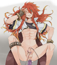 1boy dildo dildo_in_ass dildo_sitting gay luke_fon_fabre male male_only penis solo tagme tales_of_(series) tales_of_the_abyss urethral_insertion yaoi