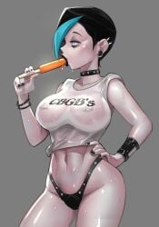 big_tiddie_goth_girlfriends_on_the_moon! bigdumsirk character_request goth_girl goth_makeup large_breasts nipples panties pierced_nipples see-through_shirt tagme