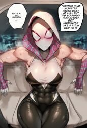 armpit_crease armpit_fetish armpit_peek armpit_sniffing armpits ballbusting balls ballsack cuck cuckold cuckold_pov cuckolding cum cum_under_clothes defeated dominant dominant_female gwen_stacy handsfree_cum handsfree_ejaculation handsfree_orgasm humiliated humiliation humiliation_fetish small_penis small_penis_humiliation spider-gwen spider-man spider-man_(series) spider_girl