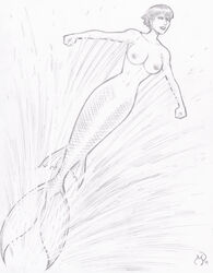 black_and_white mermaid michael_powell mythology sketch tagme