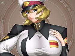 blonde_hair breasts female gundam hair looking_at_viewer rentb