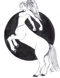 breasts centaur drawn female greek_mythology michael_powell monochrome mythology taur