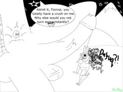 adventure_time blush cartoon_network deej300 english_text fionna_the_human_girl hood long_hair marshall_lee monochrome mountain size_difference thighhighs veiny_penis