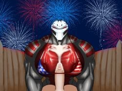 2boys bara bara_tiddies bara_tits busty fourth_of_july gay_paizuri male_paizuri paizuri pecfuck pecjob ryker_(xcomunit7) solo_focus titjob xcomunit7