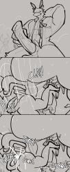2boys 2d 2d_(artwork) anal anthro_male bara blox_cards briggeybruh bunny_ears bunny_ears_headband camera camera_flash comic comic_page demon demon_horns duck gay heart horse_penis horsecock horsecock_on_humanoid imp jackhammer jackhammer_position monochrome muscles muscular_male onomatopoeia roblox roblox_game size_difference sketch sweat sweaty tagme tagme_(character) tail tail_curl