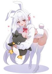 breasts bunny_ears bunnysuit fuyuka_(stella_sora) plushie shusuchii stella_sora