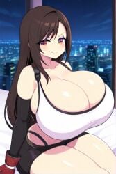 ai_generated brown_hair female final_fantasy final_fantasy_vii huge_breasts long_hair thick_thighs tifa_lockhart