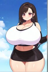 ai_generated brown_hair female final_fantasy final_fantasy_vii huge_breasts long_hair thick_thighs tifa_lockhart