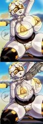 1boy 1girls beach big_boobs big_breasts big_penis bikini blushing blushing_at_viewer blushing_female boobs_bigger_than_head cum cum_on_breasts cum_on_female female female_focus glitch_productions hands_behind_head hyper hyper_breasts male/female murder_drones pussy raptor robot_girl rod_akihiro sentinel_(murder_drones) solo solo_female solo_focus straight_hair straight_sex thick_thighs thighs v_(murder_drones) yellow_eyes zoophilia