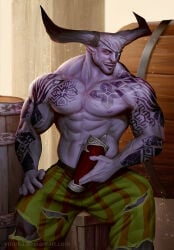 1boy dragon_age dragon_age_inquisition hot_male iron_bull male male_body male_focus male_only muscular muscular_male muscular_male_only no_visible_genitalia pinup pinup_pose qunari sexy_male sexy_pose shirtless shirtless_male solo solo_focus solo_male torso_focus ynorka