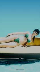 big_ass big_breasts bikini black_hair curvy eve_(stellar_blade) female female_only hourglass_figure light-skinned_female light_skin ocean shift_up solo stellar_blade voluptuous wide_hips