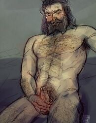 1boy beard bearded bearded_male blackwall dragon_age dragon_age_inquisition hairy hairy_male long_hair long_hair_male male male_focus male_only masturbating masturbation solo solo_focus solo_male