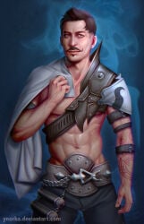 1boy dorian_pavus dragon_age dragon_age_inquisition harness hot_male male male_body male_focus male_only muscular muscular_male muscular_male_only no_visible_genitalia pinup pinup_pose sexy_male sexy_pose shirtless shirtless_male solo solo_focus solo_male torso_focus ynorka