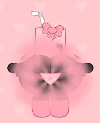 2d 2d_(artwork) bealmmaker behind_view bent_over big_ass black_eyes bow bubble_ass cute fart fart_cloud fart_fetish farting_at_viewer female female_focus female_only juice juice_box oc original_character panties pink_background