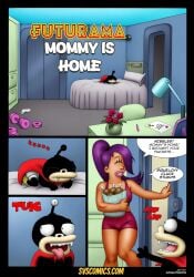 alien_futa alien_girl clothed clothed_female cyclops cyclops_girl futurama nibbler nihaotomita ponytail purple_hair svscomics turanga_leela