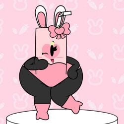 2d 2d_(artwork) bealmmaker big_ass big_hips black_eyes bow bubble_ass bunnysuit cute female female_focus female_only juice juice_box oc original_character pink_background posing posing_for_the_viewer