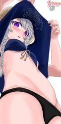 1girls aurora_atria breasts female female_only glasses grey_hair horns latam_virtual_youtuber lefolk light-skinned_female light_skin long_hair looking_at_viewer purple_eyes shirt thighs virtual_youtuber vtuber white_background young younger_female