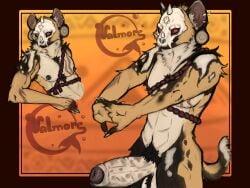4:3 abs african african_wild_dog anthro areola armor balls belly_hair big_balls big_penis biped body_hair bone bone_mask canid canine chest_hair confident_male crixo_(valmore) demonic digital_media_(artwork) ear_piercing ear_ring erection fluffy fluffy_tail foreskin fur genitals glans hairy_balls hi_res humanoid_genitalia humanoid_penis hybrid hyena male male_anthro mammal markings masculine mask multicolored_body muscular muscular_anthro muscular_male neck_tuft nipple_piercing nipples orange_body orange_fur partially_retracted_foreskin pecs penis piercing pubes red_eyes ring_piercing scar scars_on_chest simple_background skull skull_head skull_mask solo spots spotted_body spotted_face spotted_fur standing stretching tail teeth_showing thick_penis tuft valmore warrior