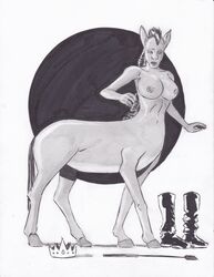 centaur cosplay donkey donkey_(shrek) dreamworks greek_mythology michael_powell monochrome mythology nipples shrek_(series) taur