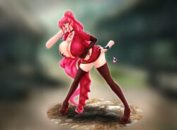 1girls bursting_breasts choker fuck_me_boots gloves green_eyes high_heel_boots high_heels huge_breasts long_hair paizuri penis ponytail pyrrha_nikos red_hair rwby spitroast standing_spitroast thigh_boots viz_media voluptuous xlthuathopec
