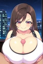 ai_generated brown_hair female final_fantasy final_fantasy_vii huge_breasts long_hair paizuri penis tifa_lockhart