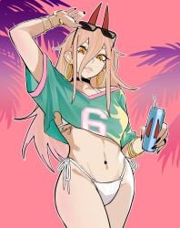 1girls 2d 2d_(artwork) 2d_artwork anime anime_character arm_above_head arm_up background baddie belly belly_button bewitching_thighs bikini bikini_bottom bikini_top black_choker black_fingernails black_nail_polish black_nails blonde blonde-haired_female blonde_female blonde_hair blonde_hair_female bracelet breasts chainsaw_man child_bearing_hips choker clothes crop_top cropped_shirt crosshair_pupils curvaceous curvaceous_body curvaceous_female curvaceous_figure curvaceous_hips curvy curvy_body curvy_female curvy_figure curvy_hips demon devil digital digital_art digital_drawing digital_drawing_(artwork) digital_media digital_media_(artwork) drawing earrings elbows fanart female female_focus female_only fertile fertile_hips fingernails fingers fit_female from_below_view from_front front_view green_clothes green_shirt green_topwear groin hair_between_eyes halterneck hand_above_head hand_up head_tilt horn horns hourglass_figure inguinal_crease inguinal_ligament lascivious lean_figure legs_closed legs_together linea_alba long_hair looking_at_viewer looking_down looking_down_at_viewer low-angle_shot low_angle_view mappa medium_breasts midriff nail_polish nails narrow_waist navel pink_background plain_background portrait posing posing_for_the_viewer posing_naked posing_nude power_(chainsaw_man) red_horn red_horns sailen0 shirt shonen_jump shoulders shueisha side-tie_bikini slender_body slender_waist slim_female slim_waist solid_color_background solo standing stomach string_bikini sunglasses sunglasses_on_forehead sunglasses_on_head swimsuit swimwear thick_thighs thighs thighs_together tilted_head top_view topwear upper_body view_from_below viewed_from_below voluptuous voluptuous_body voluptuous_female voluptuous_figure voluptuous_woman weekly_shonen_jump white_bikini white_bikini_bottom white_bikini_top white_swimsuit white_swimwear wide_hips yellow-eyed_female yellow_eyes