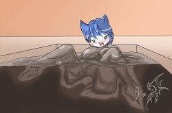 2021 anthro big_breasts blue_body blue_hair blush breasts canid canine eyebrows feet female fox genitals green_eyes hair hi_res kei-waza krystal_(star_fox) looking_pleasured mammal mud mud_bath muddy nintendo nipples nude open_mouth penetration solo spread_legs spreading star_fox tentacle_in_vagina tentacle_penetration tentacles vaginal vaginal_penetration vulva wam white_body