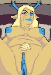 2026 2_horns anthro antlers areola bed big_areola big_breasts big_eyes big_iris big_nipples biped black_eyebrows blonde_hair blonde_pubes blue_antlers blue_areola blue_eyes blue_horn blue_lips blue_lipstick blue_nipples blue_nose blue_vulva breasts breasts_apart brown_background carol_holiday curved_eyebrows deer deltarune digital_drawing_(artwork) digital_media_(artwork) ears_aside english_description eyebrows female fur furniture genitals glistening glistening_genitalia glistening_nipples glistening_nose glistening_vulva hair horn humanoid_genitalia humanoid_vulva inside iris light_areola light_body light_fur light_hair light_nipples lips lipstick long_hair looking_at_viewer lying lying_on_bed makeup mammal mature_anthro mature_female monotone_body monotone_fur mouth_closed new_world_deer nipples noilez nude nude_anthro nude_female on_back on_bed pillow pixel_(artwork) pubes puffy_nipples pupils reindeer simple_background smile smiling_at_viewer smirk smirking_at_viewer snout solo spread_legs spreading tan_body tan_breasts tan_ears tan_fur thick_thighs undertale_(series) vulva white_pillow white_sclera