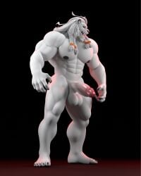 3d_(artwork) abs alien anthro balls biceps big_balls big_penis digital_media_(artwork) dornian felid fur genitals hi_res humanoid_genitalia humanoid_penis image_comics invincible_(image_comics) leodamodeler lion male mammal muscular muscular_anthro muscular_male nipples nude pantherine pecs penis red_eyes solo thokk_(invincible) white_body white_fur