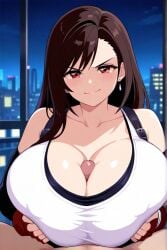 ai_generated brown_hair female final_fantasy final_fantasy_vii huge_breasts long_hair paizuri penis tifa_lockhart