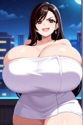 ai_generated brown_hair female final_fantasy final_fantasy_vii huge_breasts long_hair tifa_lockhart towel